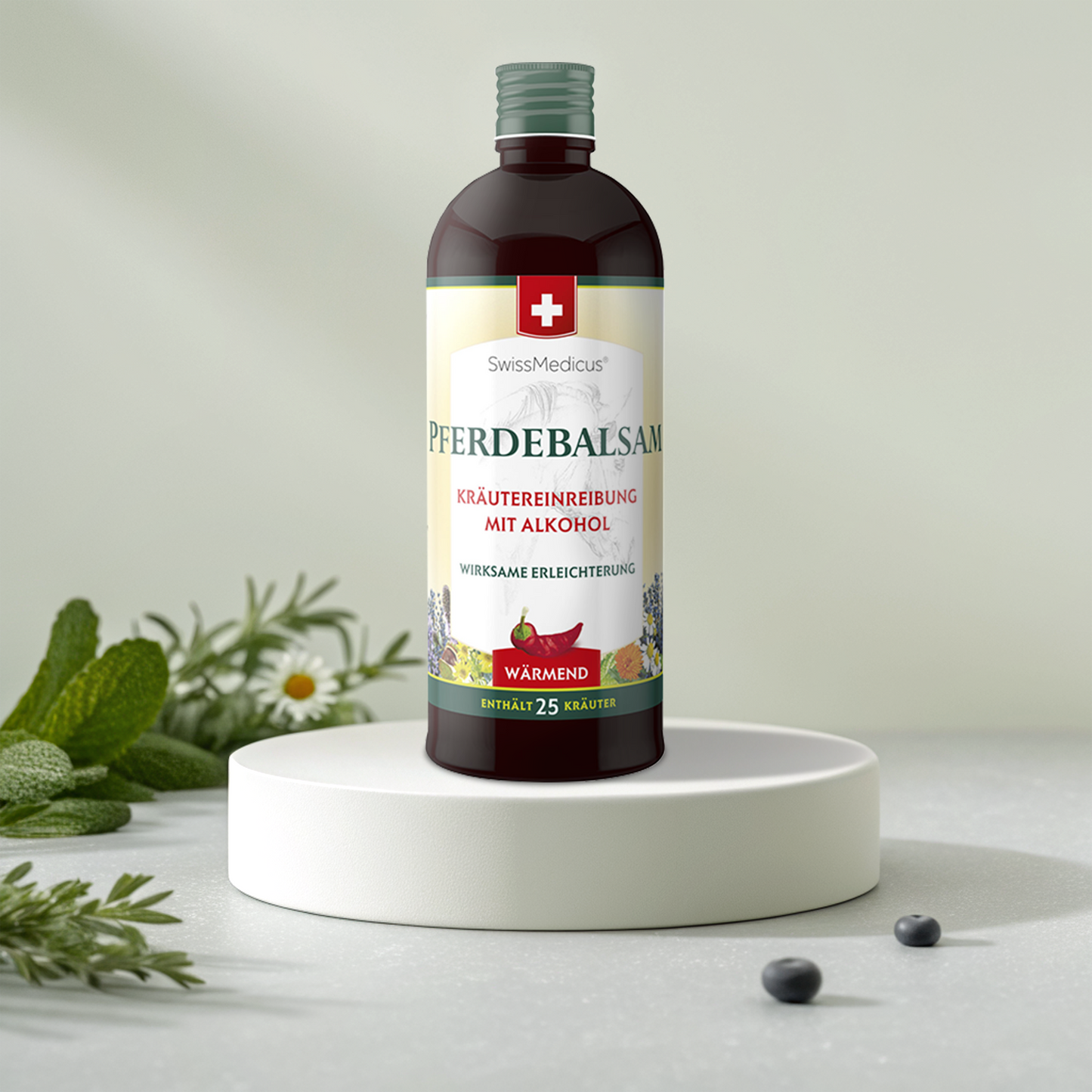 Lotion alcoolisée aux herbes effet chauffant